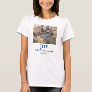 Joy christmas add family name photo holiday giftts T-Shirt