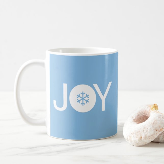 Joy Christmas Blue Coffee Mug (With Donut)