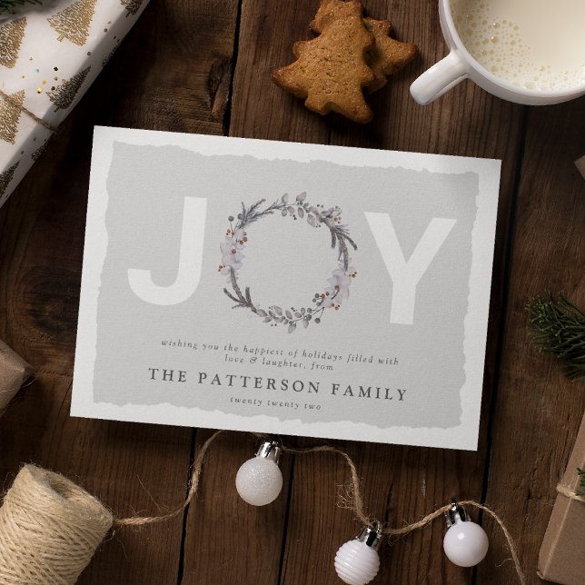 'JOY' Christmas Botanical Wreath Holiday Card (Creator Uploaded)