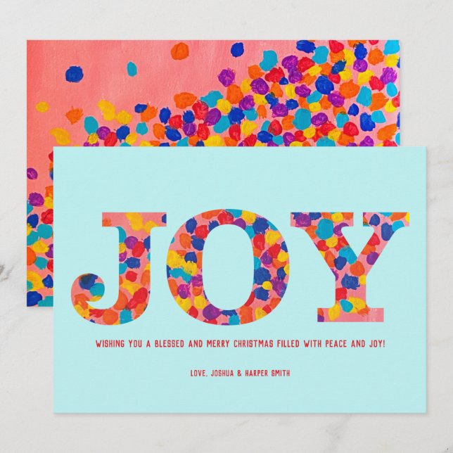 Joy Christmas Card - Confetti (Front/Back)