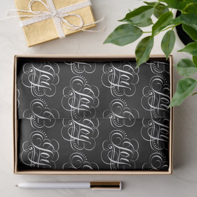 Joy - Christmas Chalk Calligraphy Lettering Black Tissue Paper (Gift)
