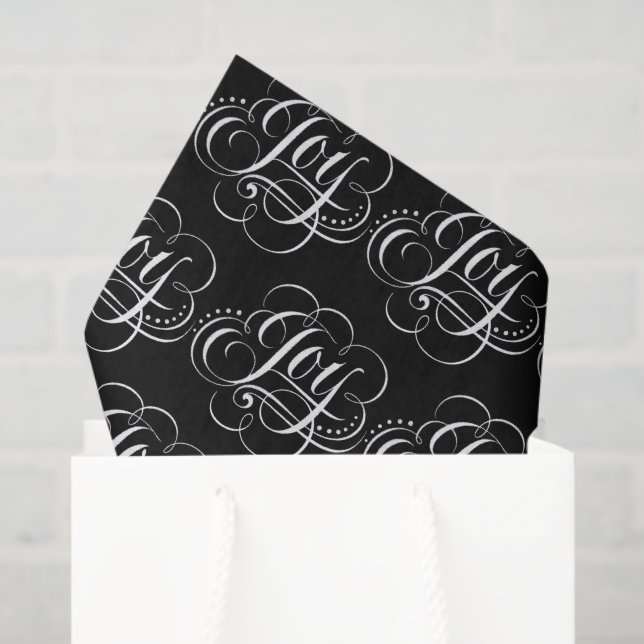 Joy - Christmas Chalk Calligraphy Lettering Black Tissue Paper (Gift Bag)
