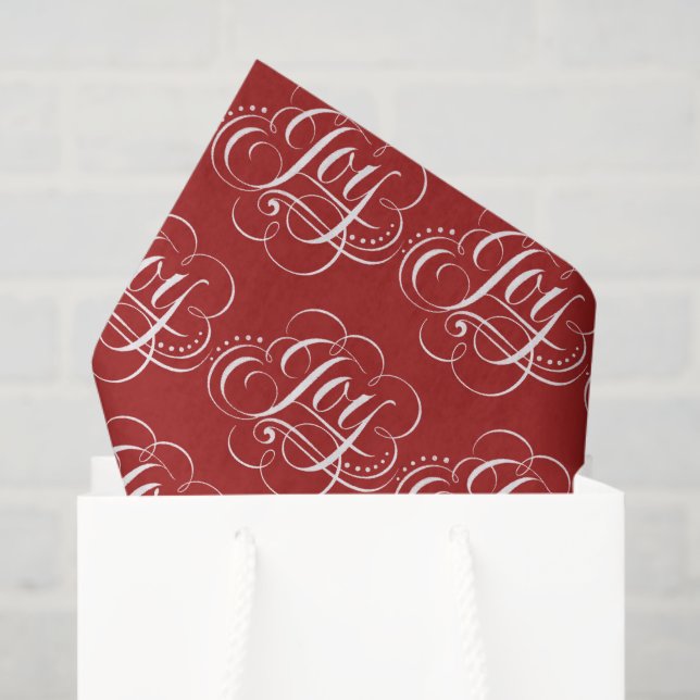 Joy - Christmas Chalk Calligraphy Lettering - Red Tissue Paper (Gift Bag)