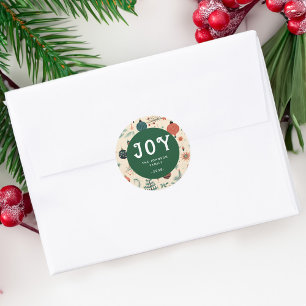 JOY! Christmas Classic Round Sticker