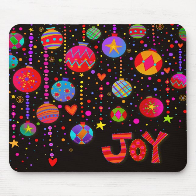 Joy Christmas Colourful Ornaments Inspirivity Mouse Pad (Front)