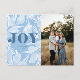 Joy Christmas Design Blue Holiday Postcard