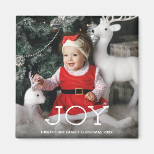 "JOY" Christmas elegant luxury Custom Photo + Text Magnet