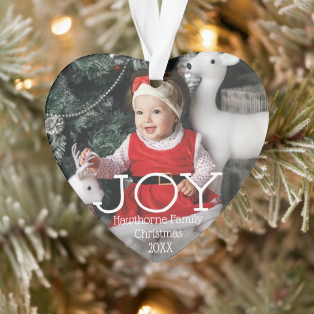 "JOY" Christmas elegant luxury Custom Photo + Text Ornament (Tree)