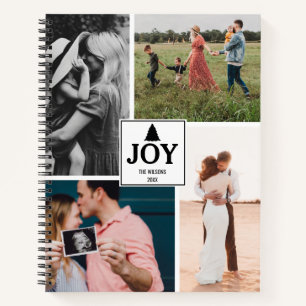 Joy Christmas Family Photo Collage Xmas Notebook