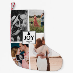 Joy Christmas Family Photo Collage Xmas Small Christmas Stocking