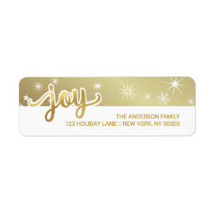Joy Christmas Faux Gold Foil Hand Script Address Return Address Label