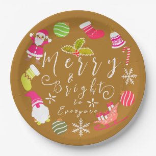 Joy Christmas Gold Paper Plate