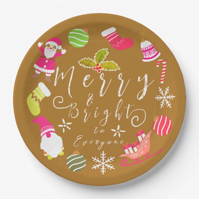 Joy Christmas Gold Paper Plate (Front)