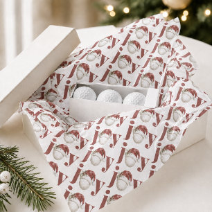 Joy Christmas Golf Ball Santa Hat Watercolor Tissue Paper