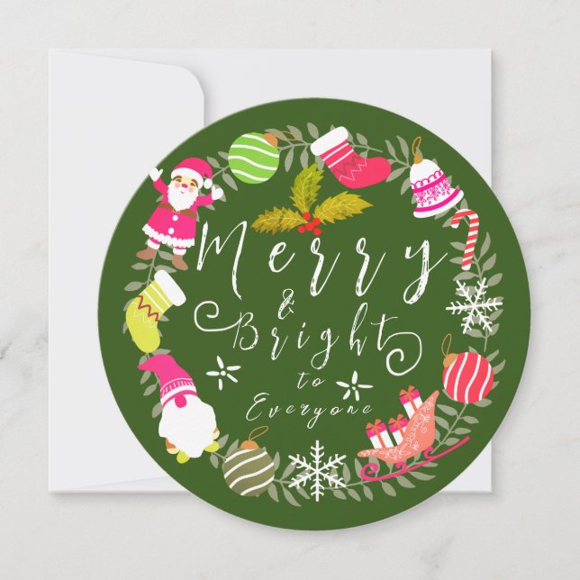 Joy Christmas Green Holiday Card (Front)