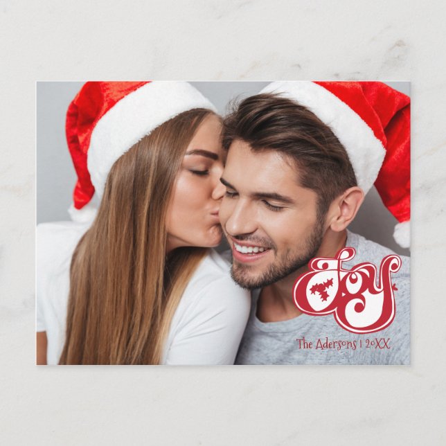 Joy Christmas Holiday Photo Postcard (Front)