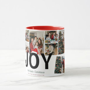 Joy Christmas holidays Script Family Photo Collage Mug