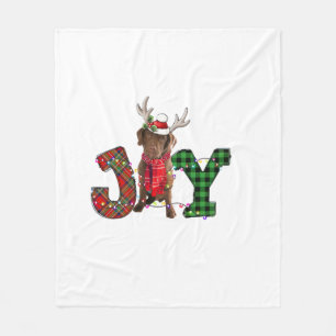 Joy Christmas Lights Chesapeake Bay Retriever Dog Fleece Blanket
