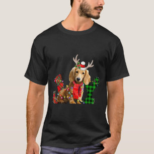 Joy Christmas Lights Long Haired Dachshund Dog San T-Shirt