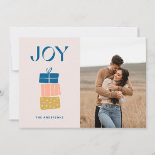 JOY Christmas Modern Cheerful Festive Photo Holiday Card