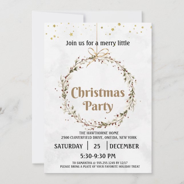  JOY Christmas Party Invitation Template, (Front)