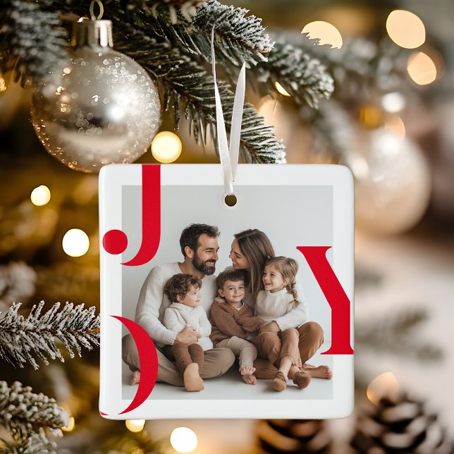 JOY Christmas | Personalised Family Photo Ceramic Ornament (Creator Uploaded)