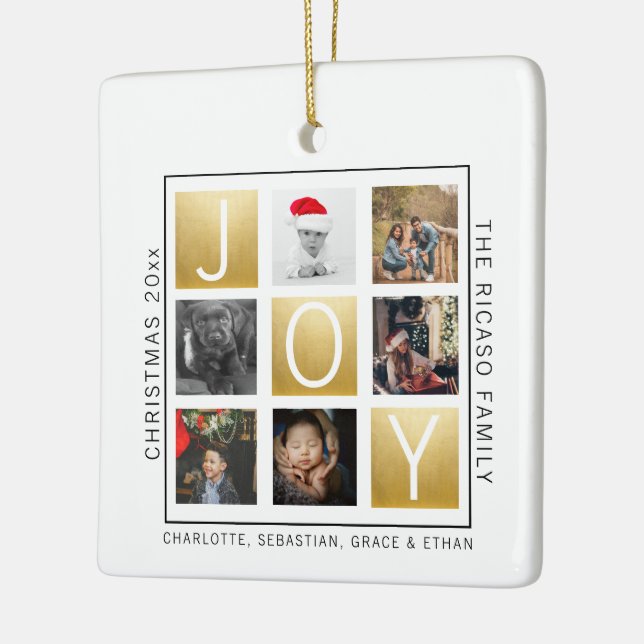 Joy Christmas Personalised Photo Ceramic Ornament (Left)