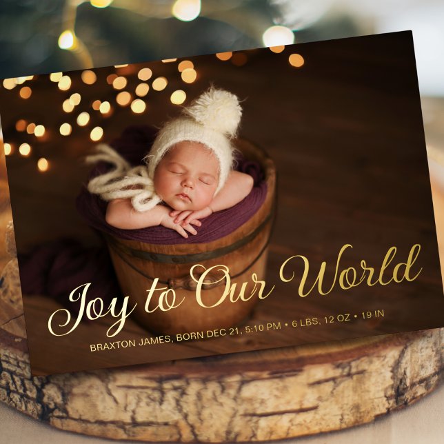 Joy Christmas Photo Foil Baby Announcement  (Creator Uploaded)