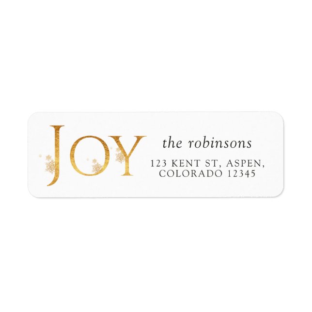 Joy Christmas Return Address Label (Front)