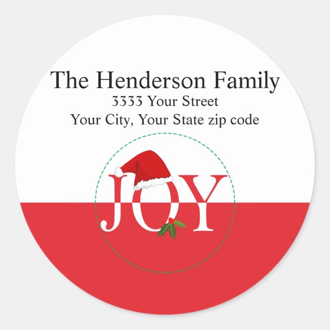 Joy Christmas Return Address Labels (Front)