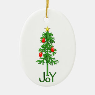 Joy Christmas Tree Ceramic Ornament