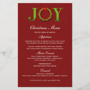 JOY CHRISTMAS WREATH   CHRISTMAS MENU
