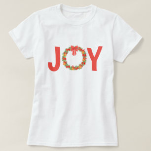 Joy Christmas Wreath Festive Holiday T-Shirt