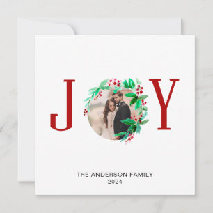 Joy Christmas Wreath Holiday Watercolor Photo