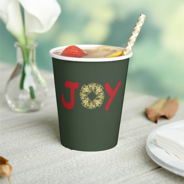 Joy Christmas Wreath Paper Cups (Insitu)