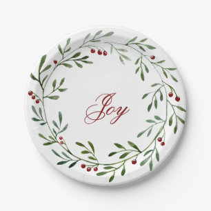 Joy Christmas Wreath Plate