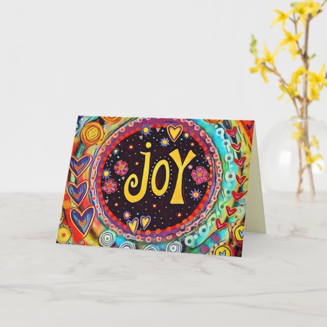 Joy Colourful Fun Whimsical Inspirivity  Card (Yellow Flower)