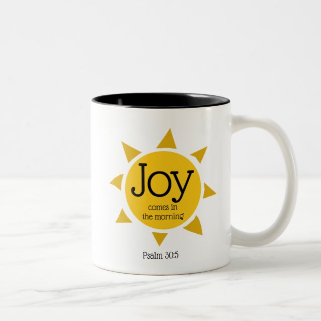 JOY COMES IN THE MORNING Christian Quote CUSTOM Two-Tone Coffee Mug (Right)