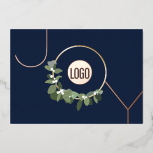 JOY Corporate logo on Navy Blue rose Foil Holiday Card