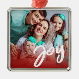 Joy   Custom Photo   Christmas Ceramic Ornament