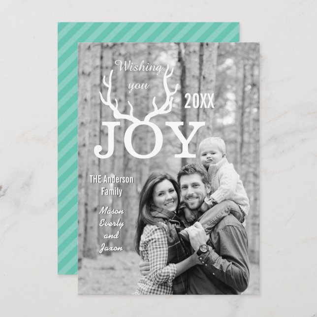 Joy Deer Antlers Holiday Christmas Any Colour Back (Front/Back)