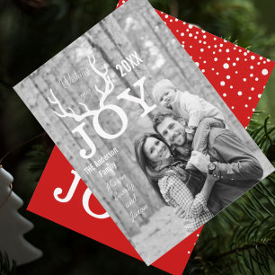 Joy Deer Antlers Holiday Christmas Any Colour Back Card