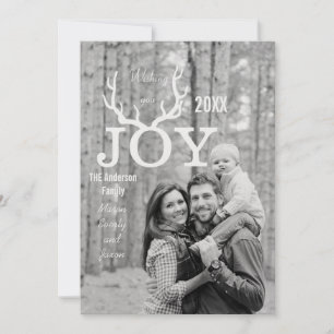 Joy Deer Antlers Holiday Christmas Any Colour Back Card