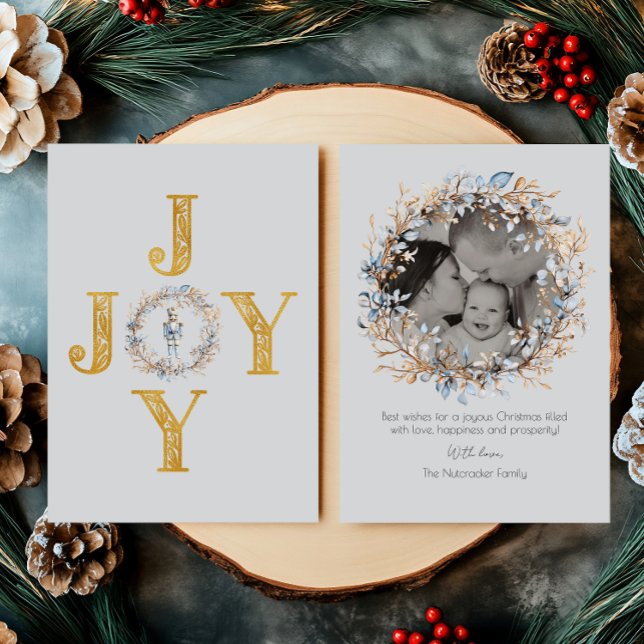 Joy Elegant Christmas Nutcracker Ballet Photo Foil Holiday Card (Creator Uploaded)