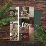 Joy Elegant Plaid 5 Family Photo Plaid Collage Foil Holiday Card<br><div class="desc">Spread the joy this holiday season with our elegant foil and plaid 5 photo collage holiday card. The design features "Joy" in bold elegant foil letters. The photo is placed within the plaid pattern design with the letter overlay. Personalise with family signature and year. Design by Moodthogy Papery.</div>