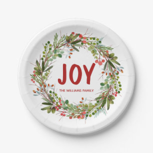 Joy-Elegant Wreath Personalised  Paper Plate