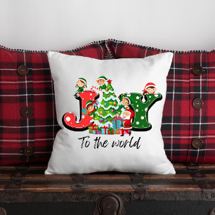 Joy Elves Christmas Tree Customisable Cushion