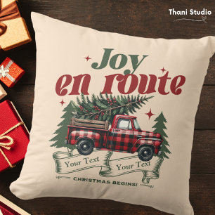 Joy en route Christmas Begins Truck & X-Mas Tree Cushion