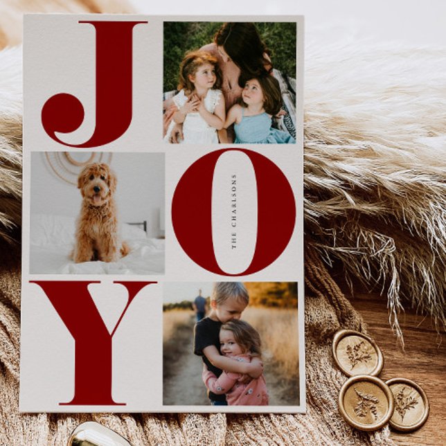 Joy Family Holiday Collage Photo Cards (Creator Uploaded)