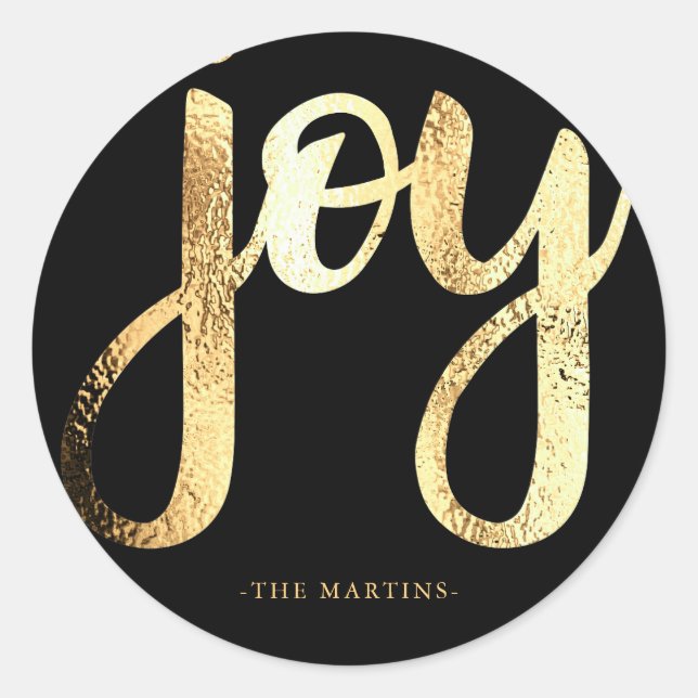 Joy Faux Gold Typography Christmas Sticker (Front)
